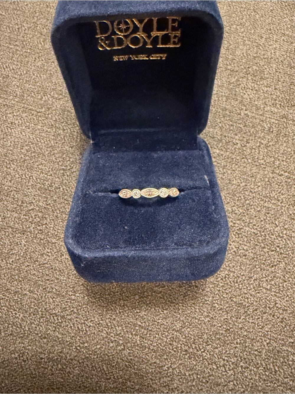 Vintage Mid Century Platinum and Diamond Five-Station Band